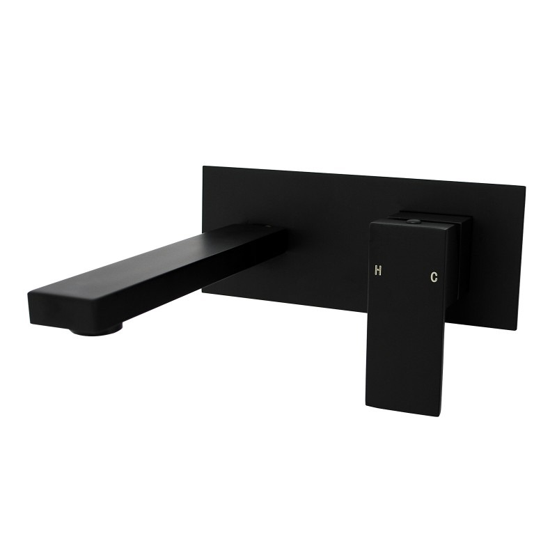 Matte Black Bathtub/Basin Wall Mixer With Spout