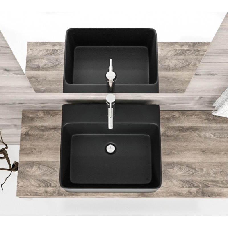 460*420*155mm Bathroom Square Above Counter Matt Black Ceramic Wash Basin - Image 2