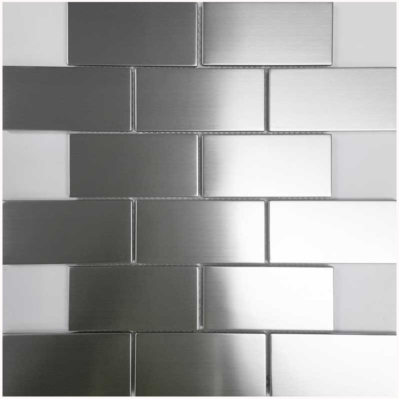 Brushed Stainless Steel Brick Mosaic Sheet