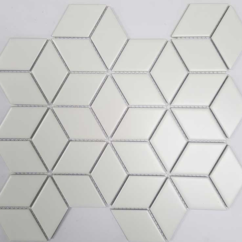 Diamond Cube White Satin Mosaic Sheet