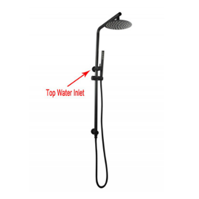 Right Angled Matte Black Shower Station With Top Water Inlet