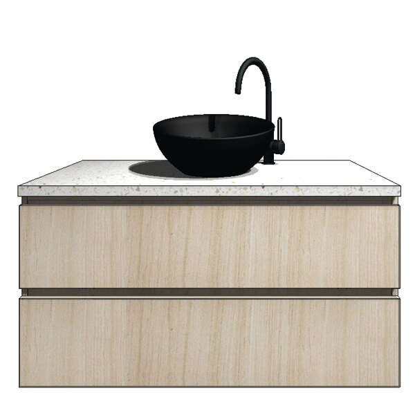 Double Drawer Finger Pull Handle Wall Hung Vanity
