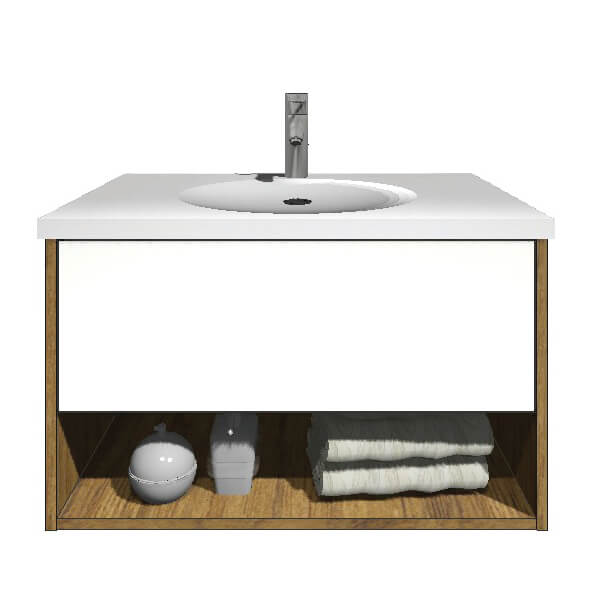 Single Drawer With Open Shelf Wall Hung Vanity