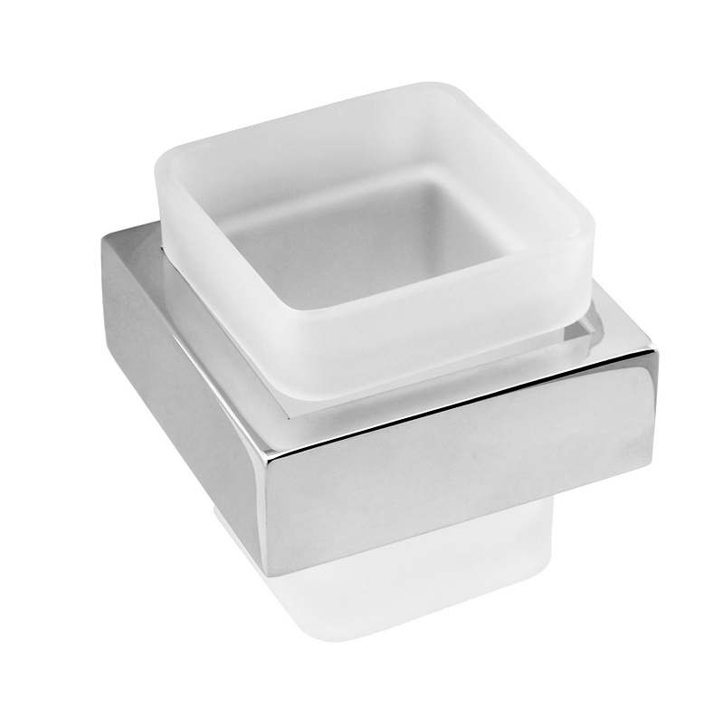 Omar Chrome and White Toothbrush Holder Tumbler Holder