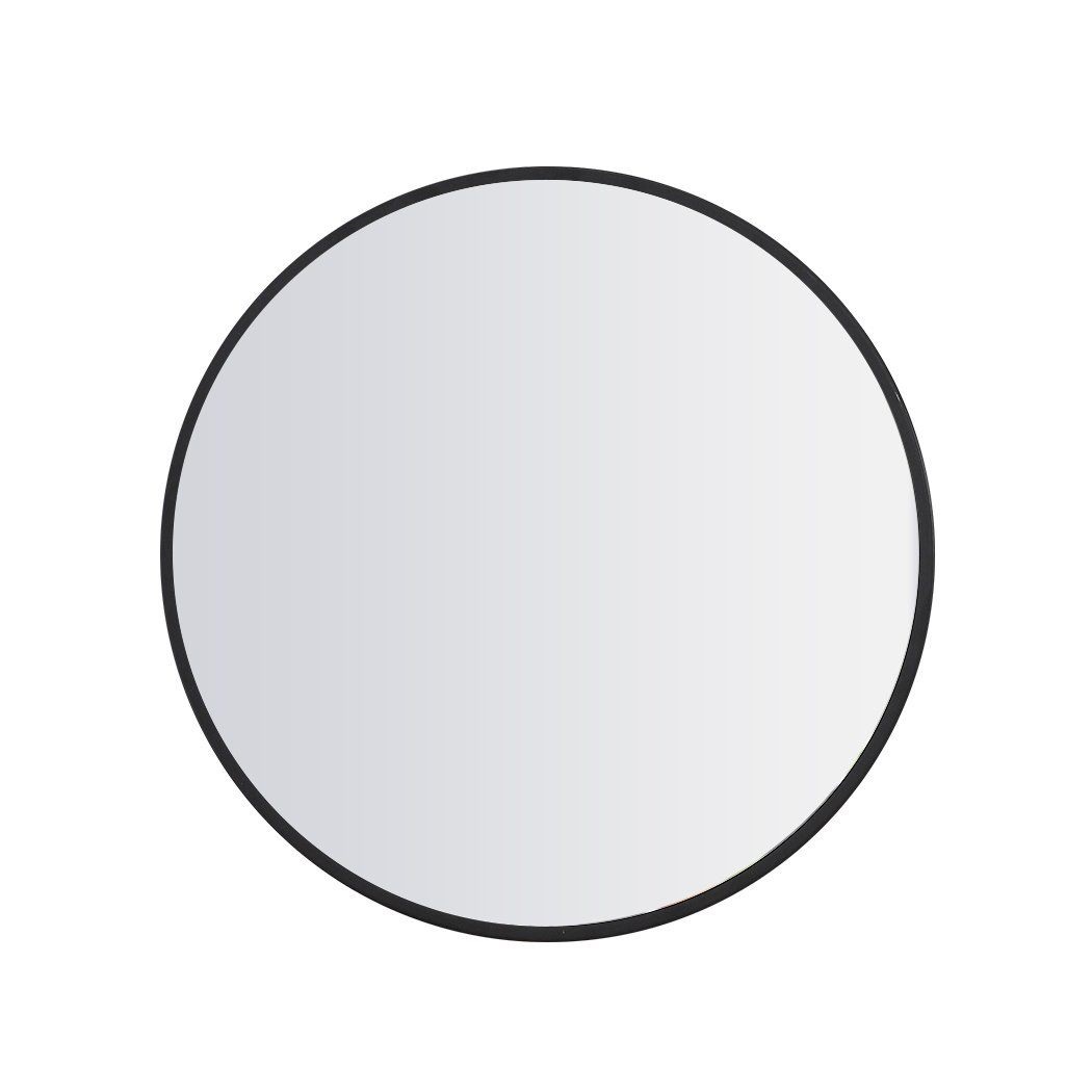 600x600x40mm Black Aluminum Framed Round Bathroom Wall Mirror with Brackets