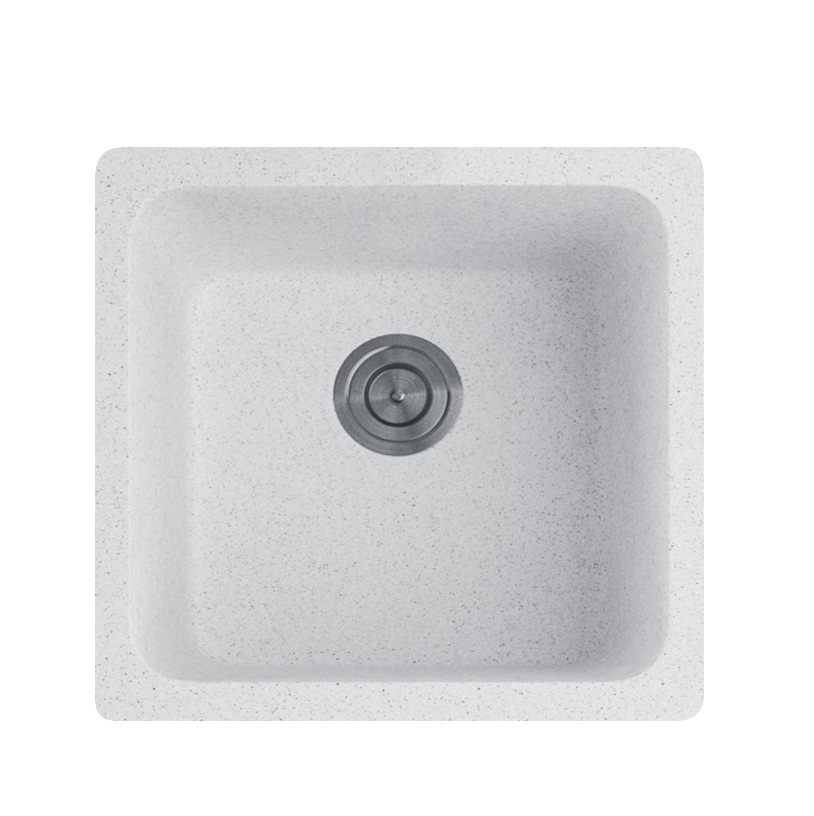 MACHO White Granite Quartz Stone Kitchen/Laundry Sink Single Bowl Top/Under Mount 422*422*203mm