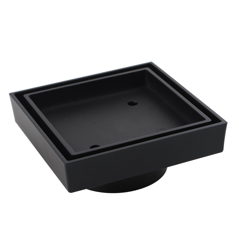 115mm Brass Black Smart Tile Insert Square Floor Waste 90mm Outlet