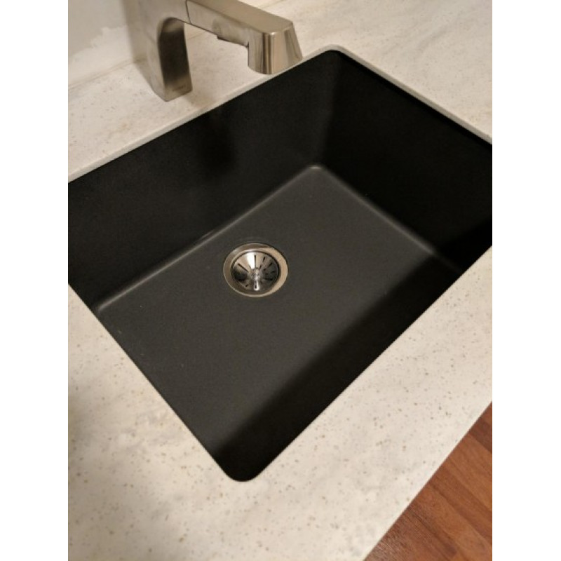 MACHO 680x440x220mm Black Single Bowl Granite Quartz Stone Kitchen/Laundry Sink with Overflow Top/Under Mount