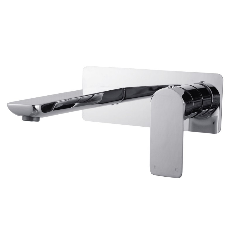 Chrome Bathtub/Basin Wall Mixer With Spout Wall Mounted