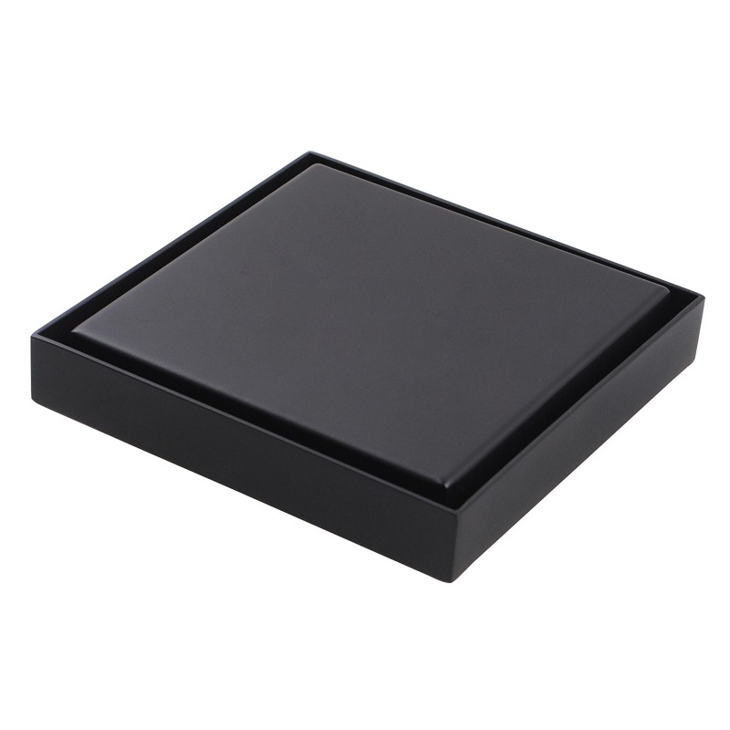 118*118mm Black Shower Grate Floor Waste Drain Smart Insert Tile