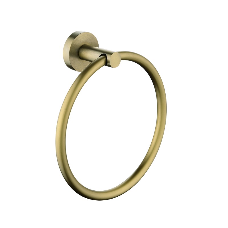 Pentro Round Brushed Yellow Gold Hand Towel Ring Wall Mounted