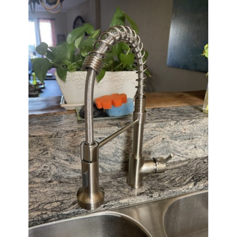 Tall Spring Chrome Pull Out Kitchen Sink Mixer Tap - Image 2