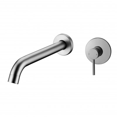Round Brushed Nickel Bathtub/Basin Mixer Wall Mounted