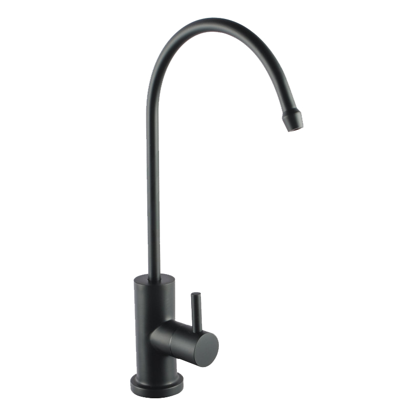 Euro Round Matt Black Drinking Water Filter Tap RO Tap 360° Swivel Stainless Steel