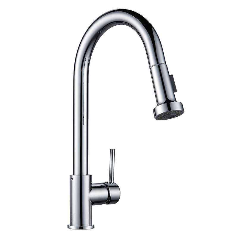 Euro Round Chrome Pull OutDown Spray KitchenLaundry Sink Mixer Taps Swivel Kitchen Tapware