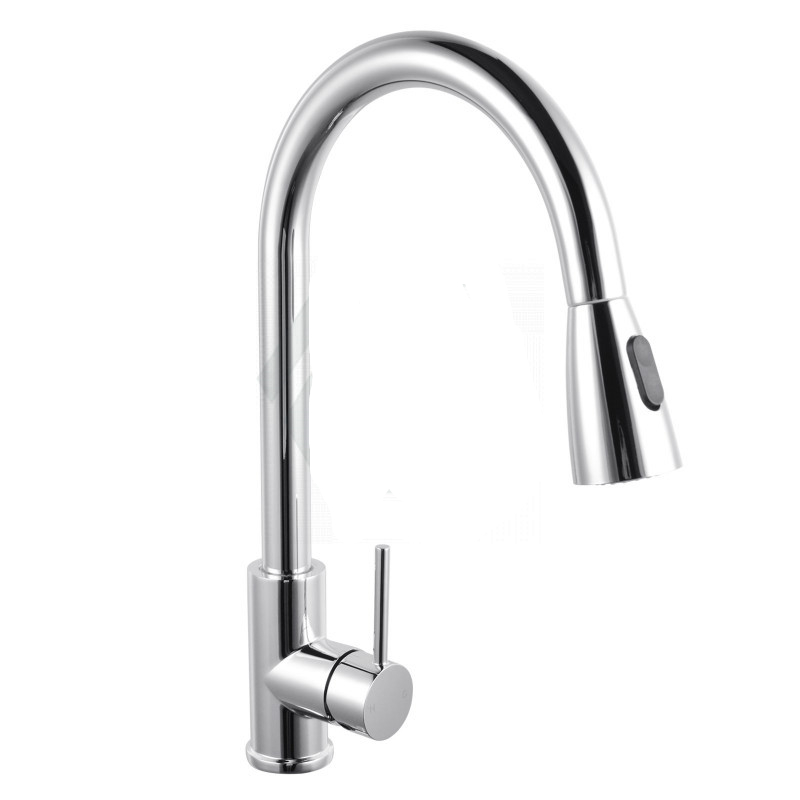 Euro Round Chrome Pull OutDown Shower KitchenLaundry Sink Mixer Taps Swivel Kitchen Tapware