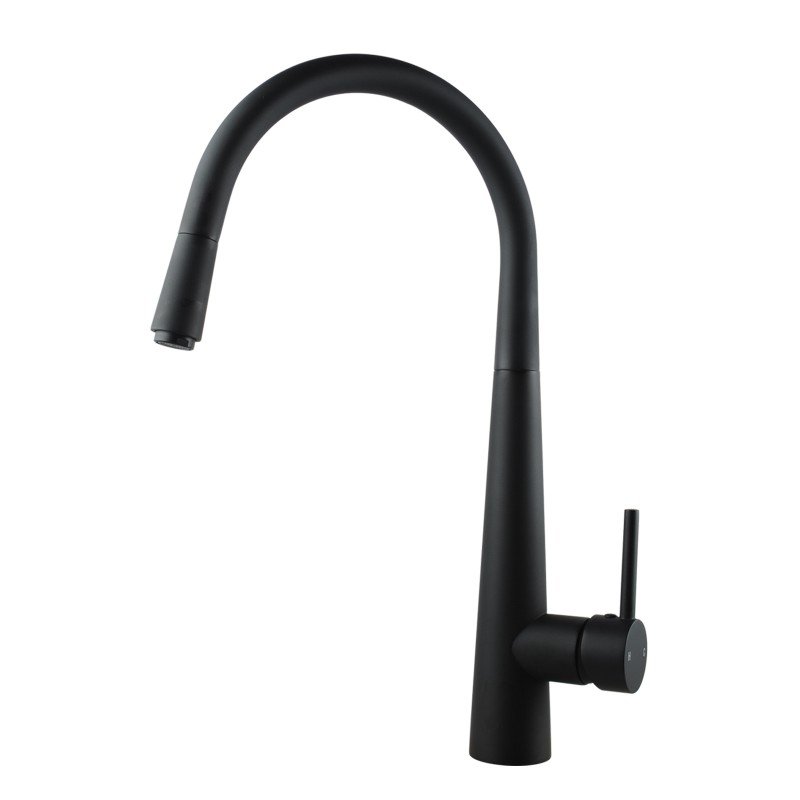 Euro Round Nero Black Pull Out/Down Kitchen/Laundry Sink Mixer Taps Swivel Kitchen Tapware