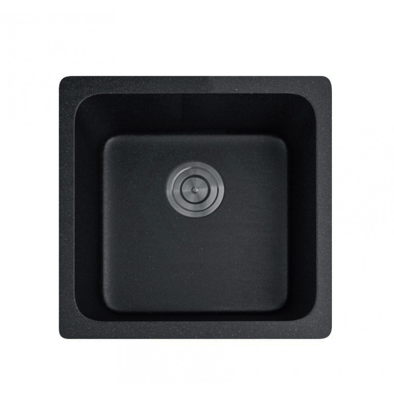 MACHO 422x422x203mm Black Granite Stone Kitchen Laundry Sink Single Bowl Top/Undermount