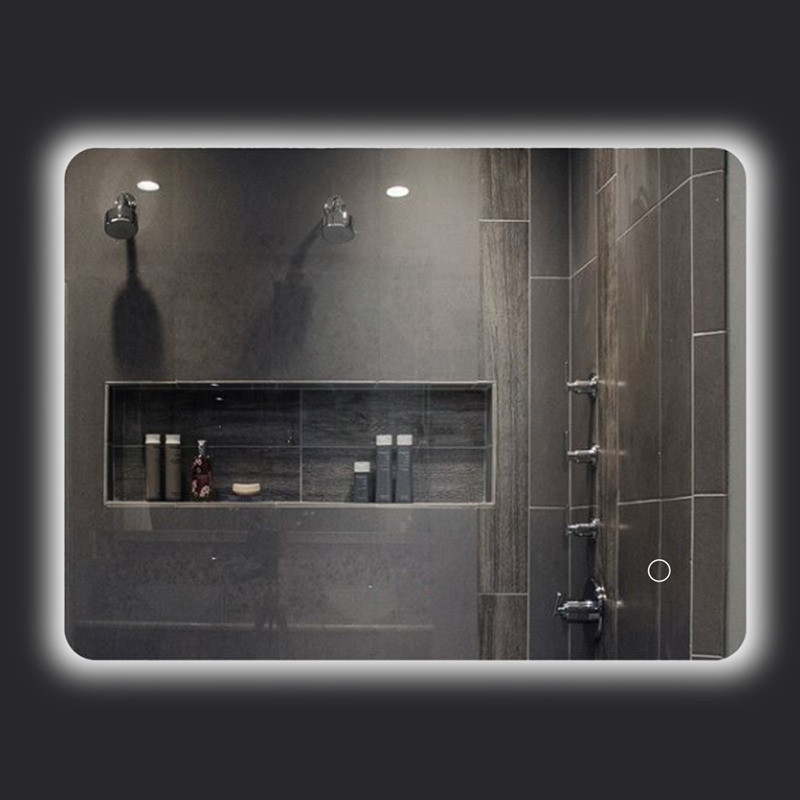 900x750mm Rectangle LED Mirror with Demister Backlit Touch Switch 3 Colours Lighting Frameless PC Back Lampshade