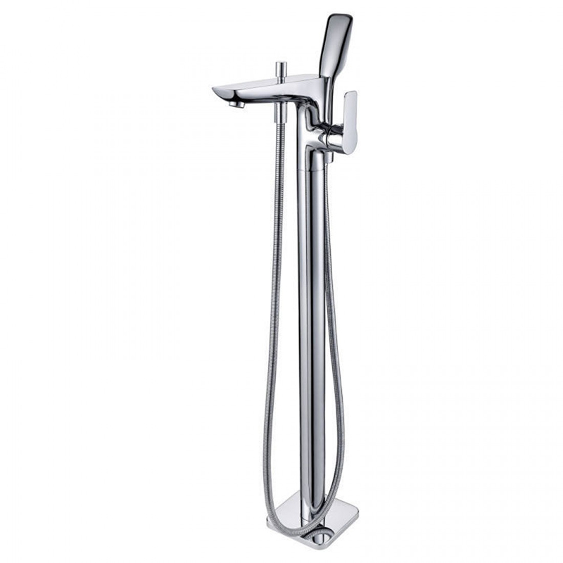 Chrome Freestanding Bathtub Mixer with Handheld Shower Spout Floor Mounted