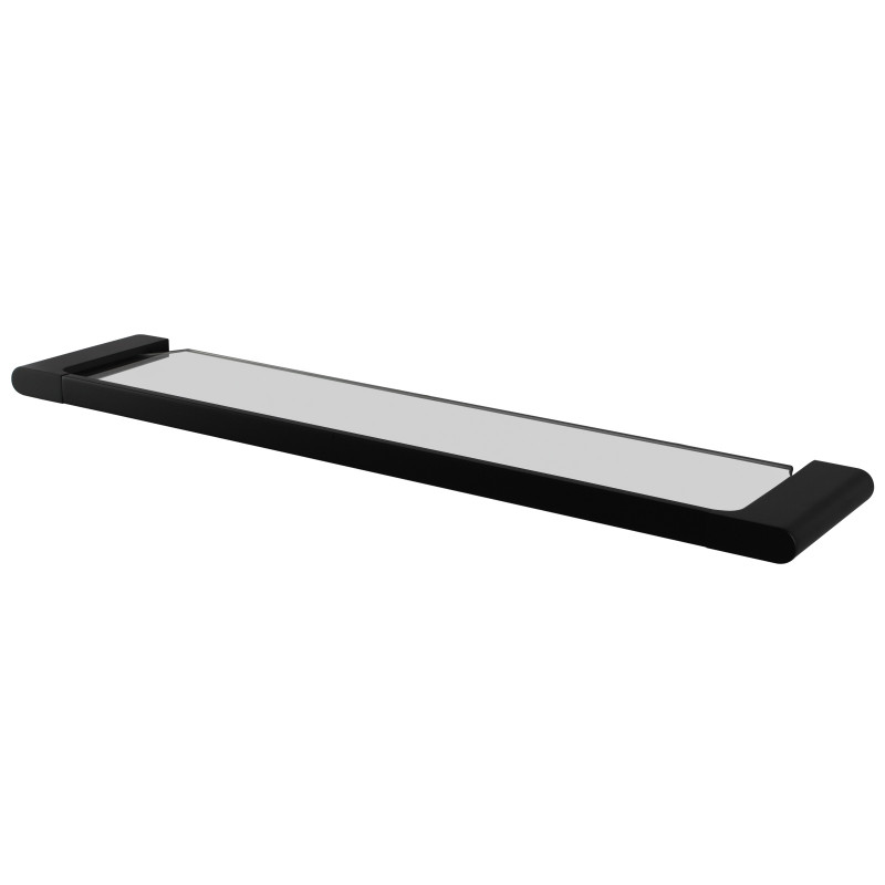 Matt Black Single Glass Shelf Storage Brass Wall Mounted