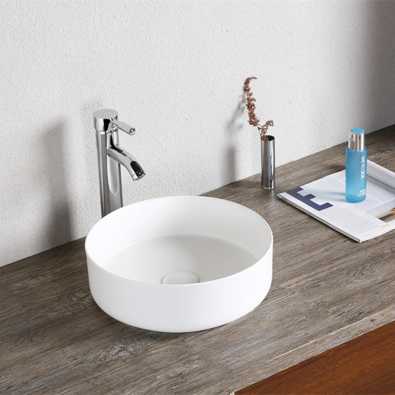 400*400*130mm Bathroom Round Above Counter White Ceramic Wash Basin