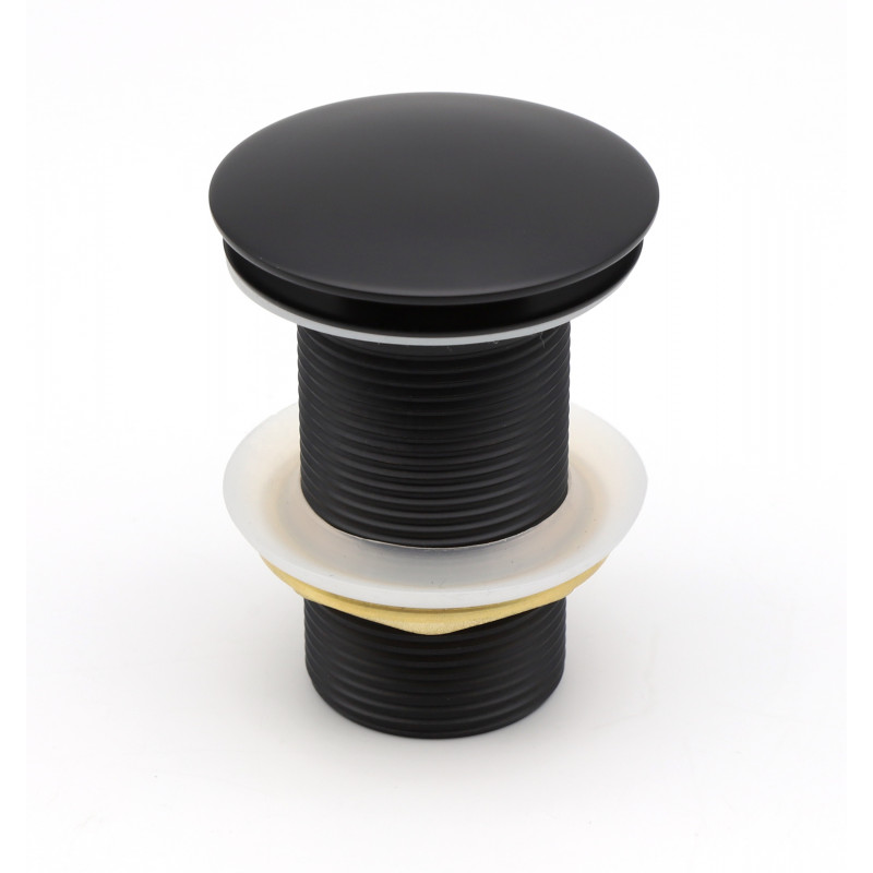 32/40mm Bathroom Matt Black Mushroom Solid Brass Basin Pop Up Waste NO Overflow