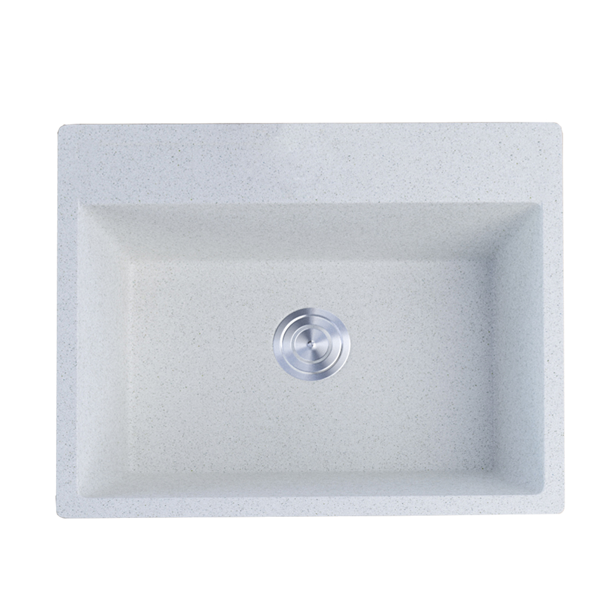 MACHO 600x490x200mm White Single Bowl Granite Quartz Stone Kitchen Sink with Overflow Top/Flush/Under Mount