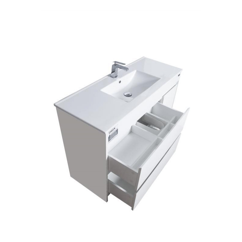 1210x460x850mm White Floor Standing Vanity with Polymarble Basin - Image 2