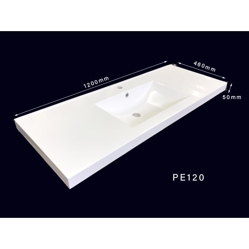1210x460x850mm White Floor Standing Vanity with Polymarble Basin - Image 4