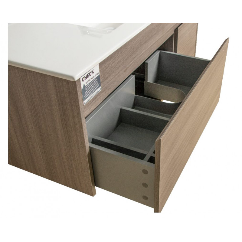 1200x460x550mm Rough Grey Wall-Hung Vanity with Polymarble Basin - Image 3