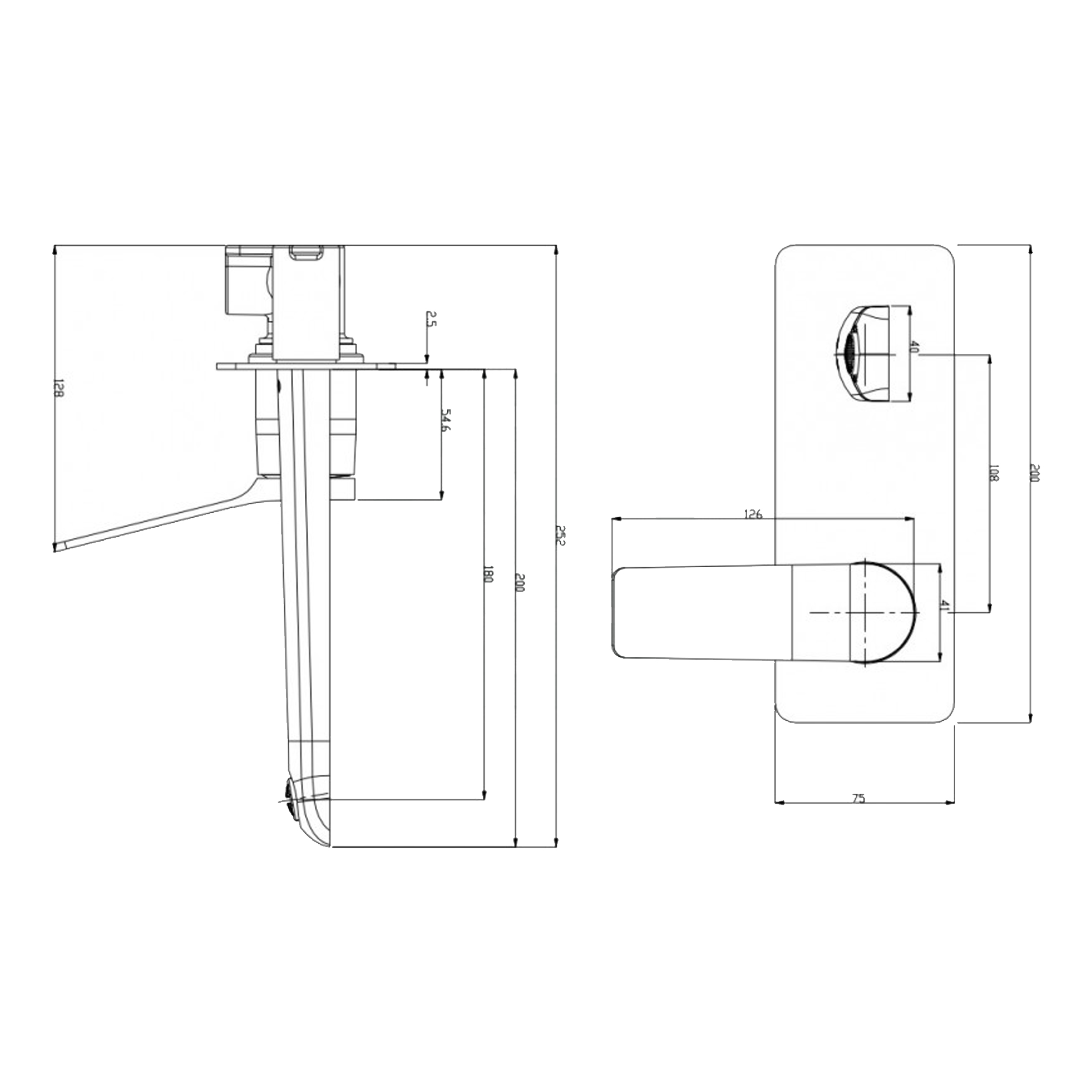 Rumia Chrome Bathtub Basin Wall Mixer With Spout Solid Brass Watermark - Image 2
