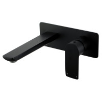 Rumia Matt Black Bathtub Basin Wall Mixer With Spout Solid Brass Watermark