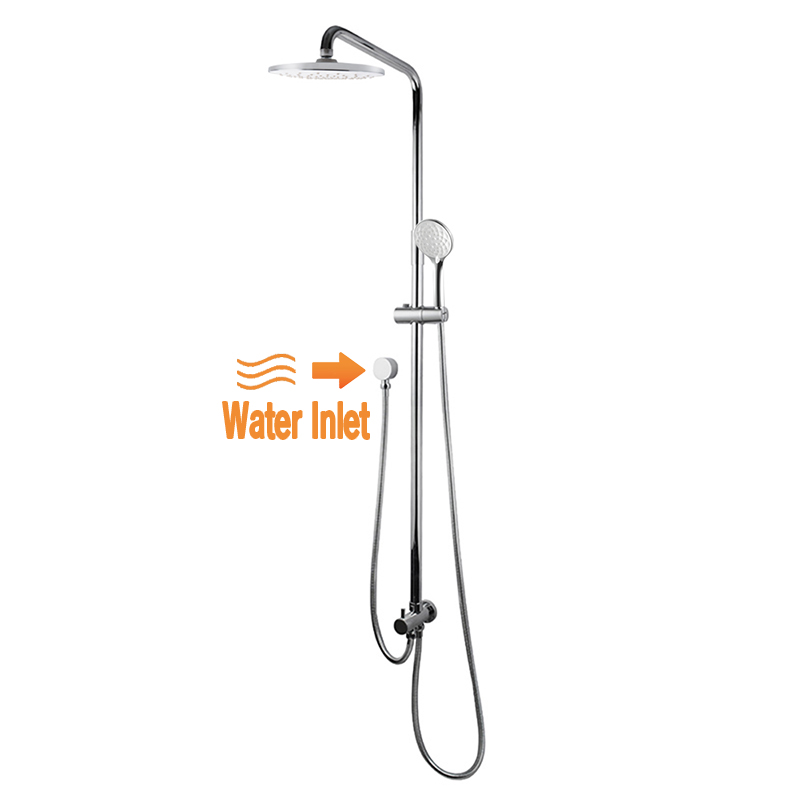 8 inch Round Chrome&White Twin Shower Set Top/Bottom Water Inlet