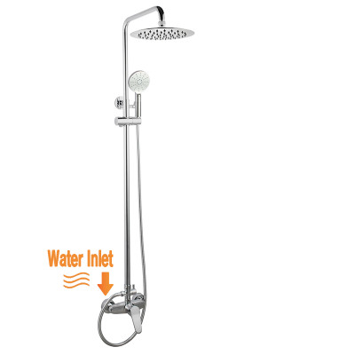 Round Chrome Twin Shower Set Top Water Inlet