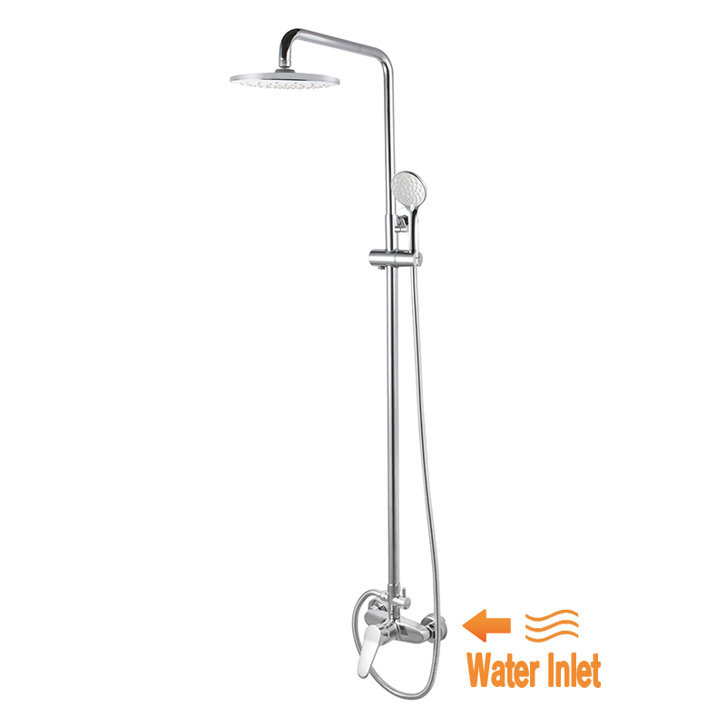 8 inch Round Chrome&White Twin Shower Set Bottom Inlet