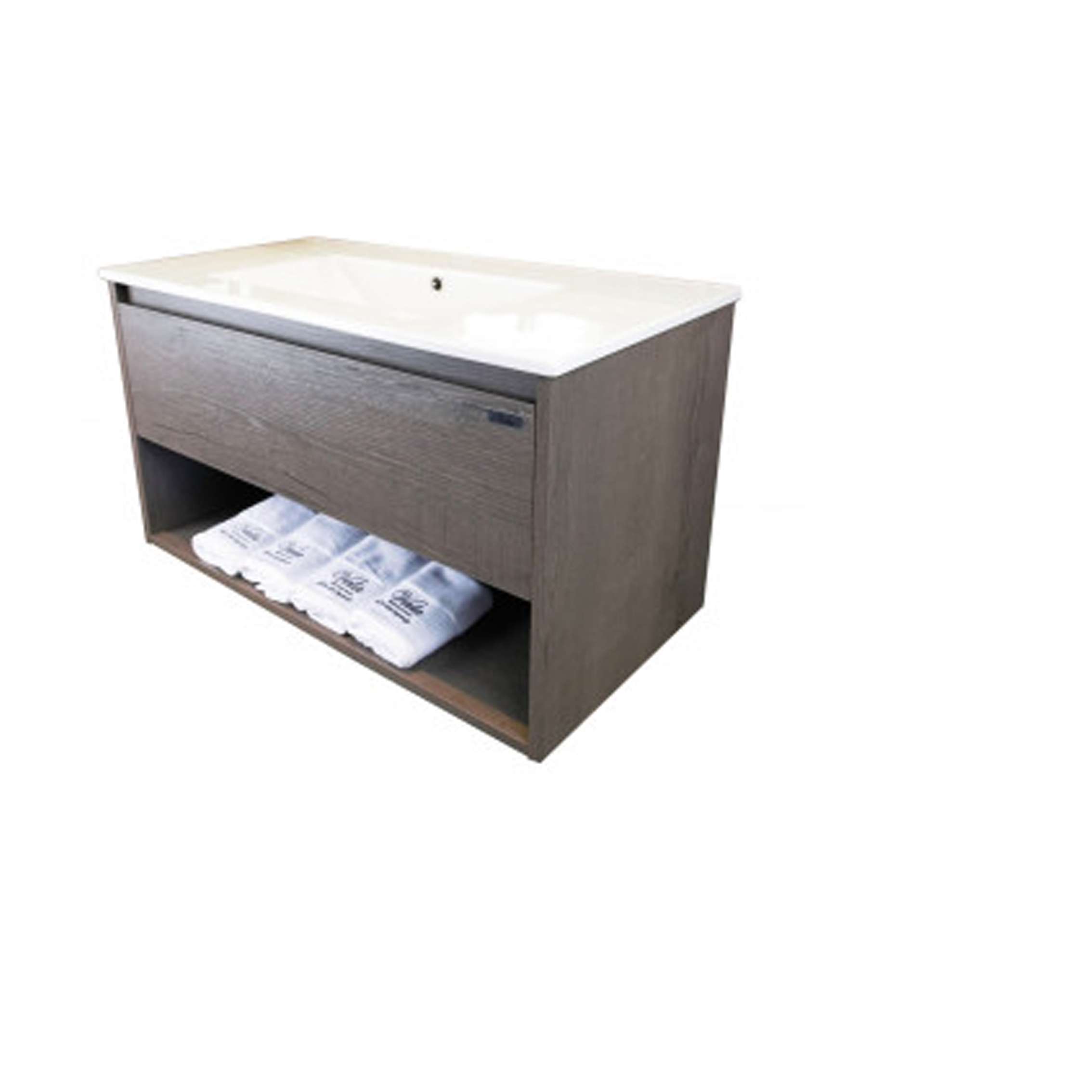 900x460x550mm Dracula Oak Wall Hung Vanity with Polymarble Basin