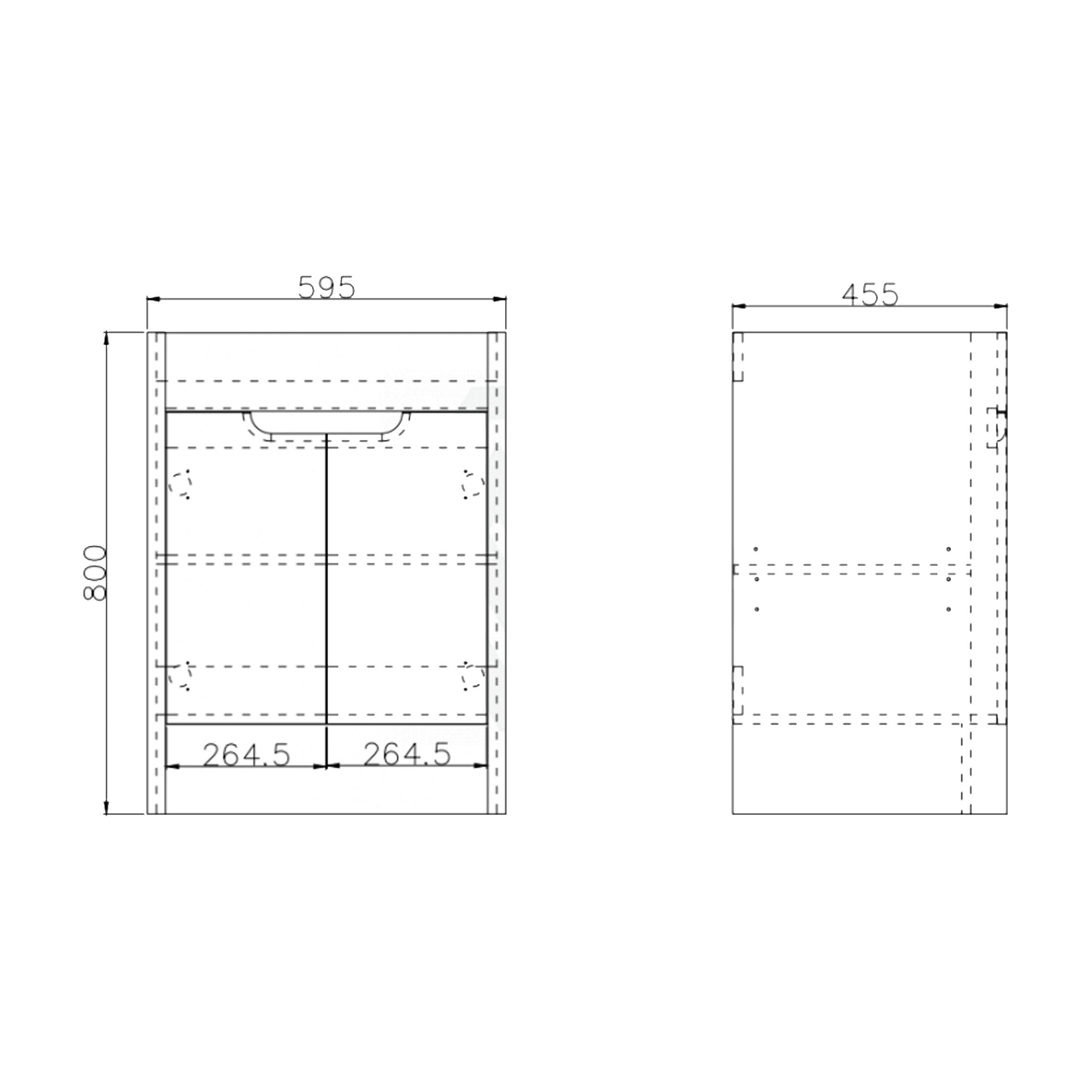 600X460X830mm Free Standing White Plywood Base with Two Doors Vanity - Image 2