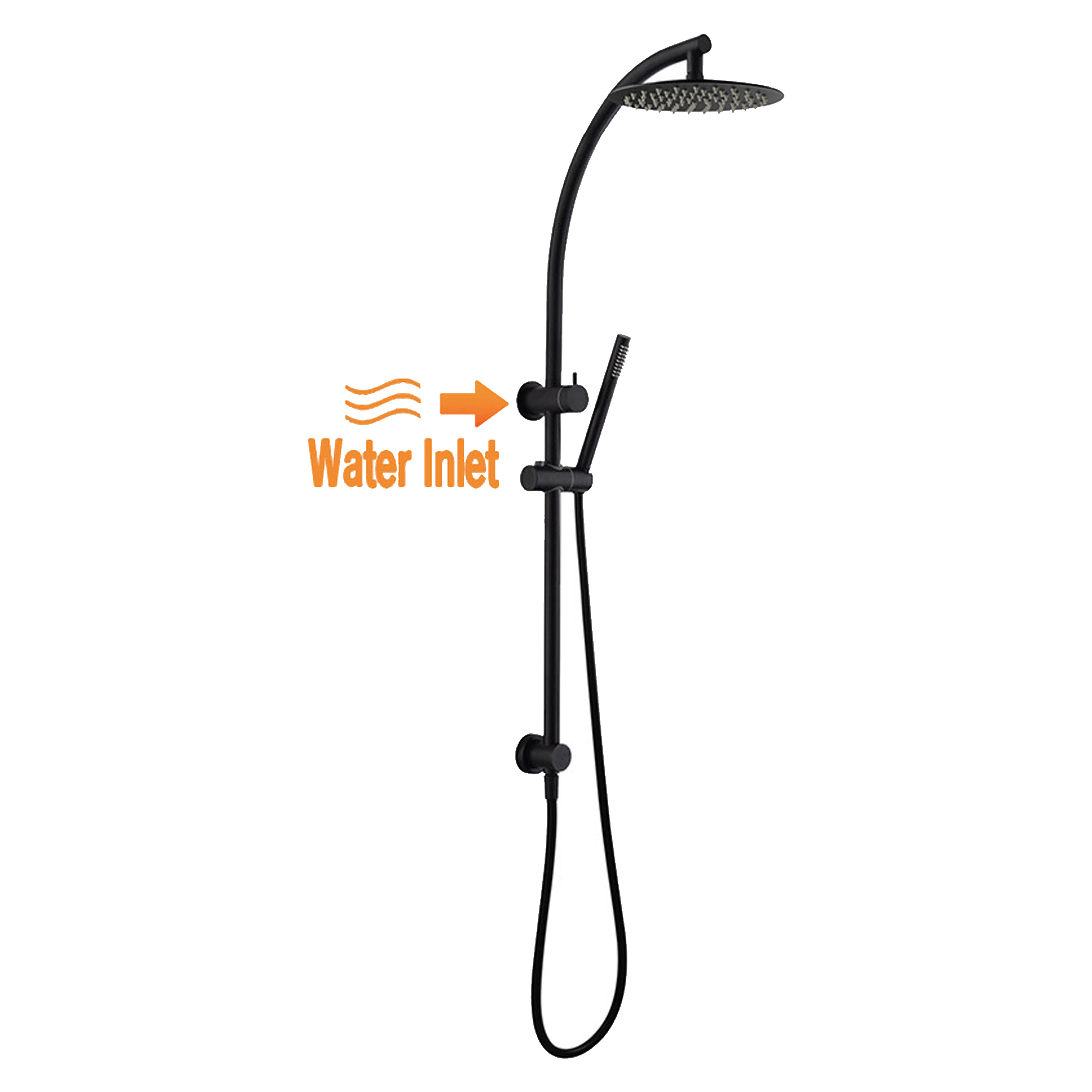 Round Nero Black Twin Shower Set Top Inlet