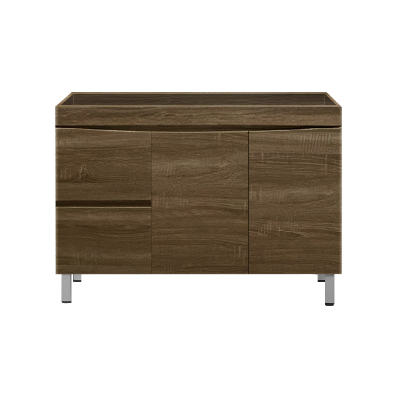 1200mm Freestanding MDF Curve Edge Vanity Dark Oak Finish Left / Right Drawers for Bathroom - Image 4