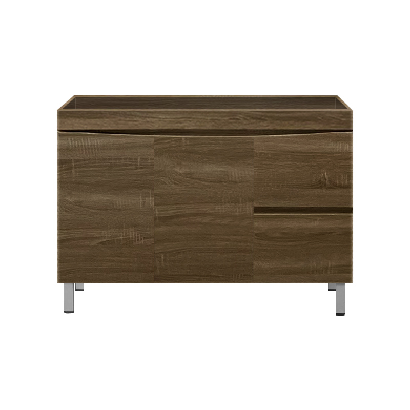 1200mm Freestanding MDF Curve Edge Vanity Dark Oak Finish Left / Right Drawers for Bathroom - Image 5