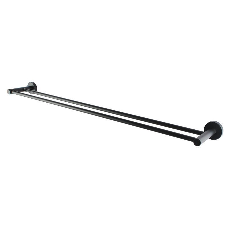 Euro Pin Lever Round Black Double Towel Rack Rail 790mm