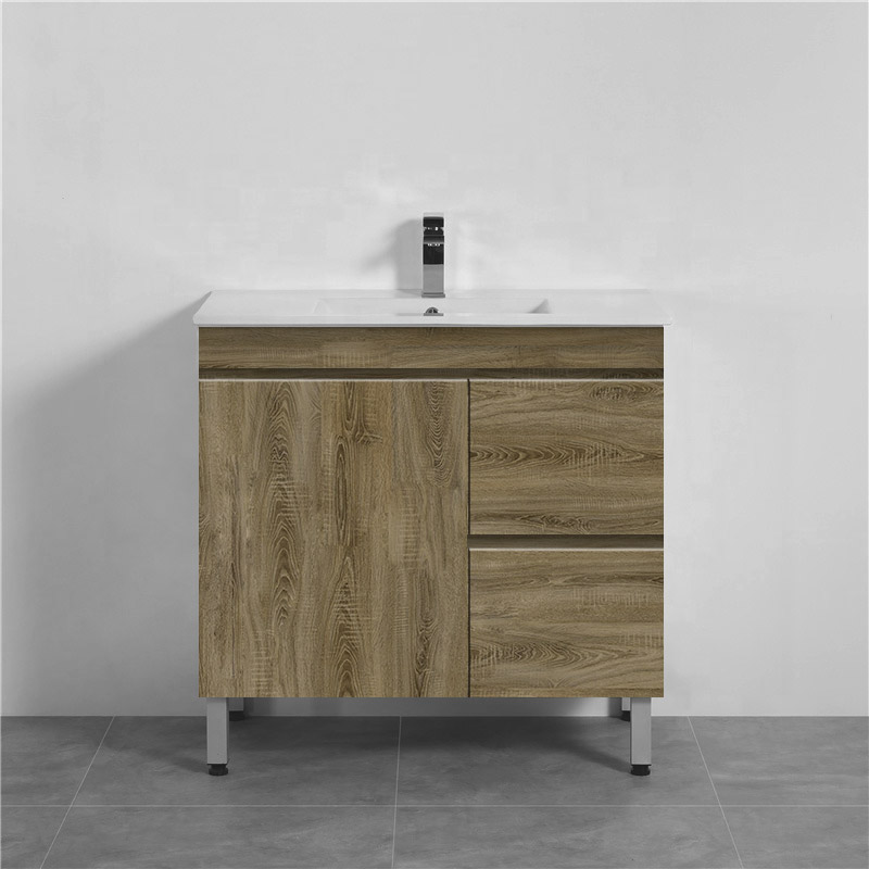 900mm Freestanding MDF Vanity Dark Oak Finish Left / Right Drawers for Bathroom