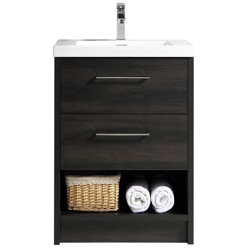 Fremont Floor Standing Vanity Black Woodgrain with Omega Top 600mm