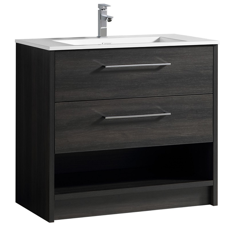 Fremont Floor Standing Vanity Black Woodgrain with Artificial Marble Sigma Top 900mm - Image 2