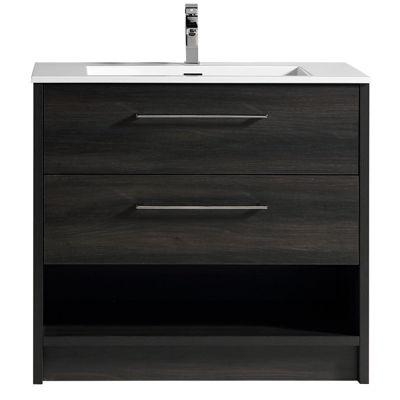 Fremont Floor Standing Vanity Black Woodgrain with Artificial Marble Sigma Top 900mm