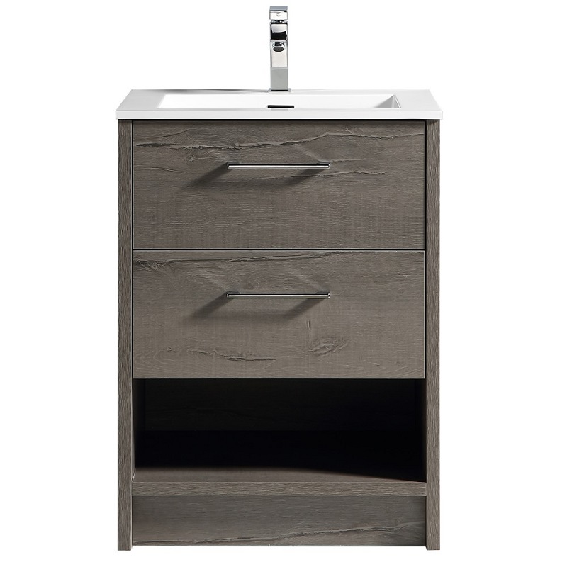 Fremont Floor Standing Vanity Dracula Oak with Artificial Marble Sigma Top 600mm