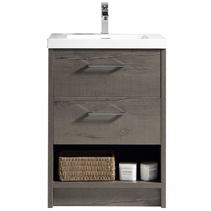 Fremont Floor Standing Vanity Dracula Oak with Stone Resin Omega Top 600mm