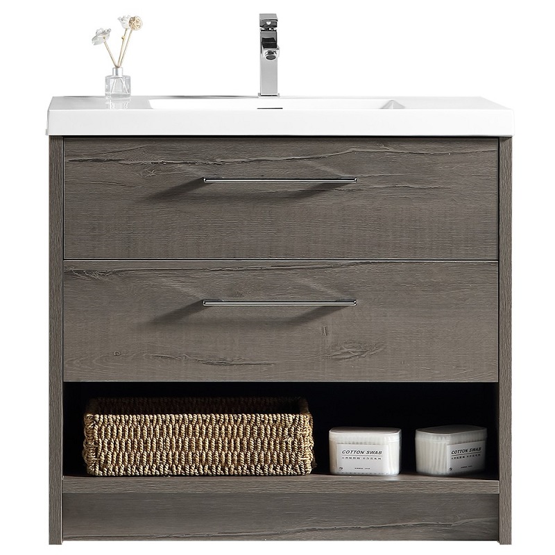 Fremont Floor Standing Vanity Dracula Oak with Stone Resin Omega Top 900mm