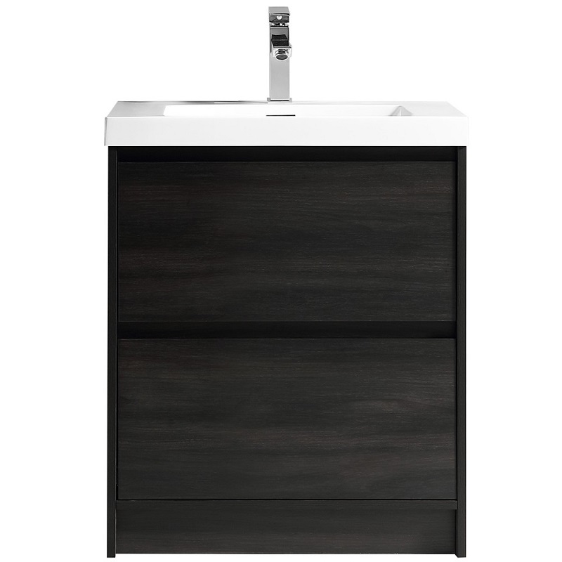 Zara Floor Standing Vanity Black Woodgrain with Omega Top 750mm